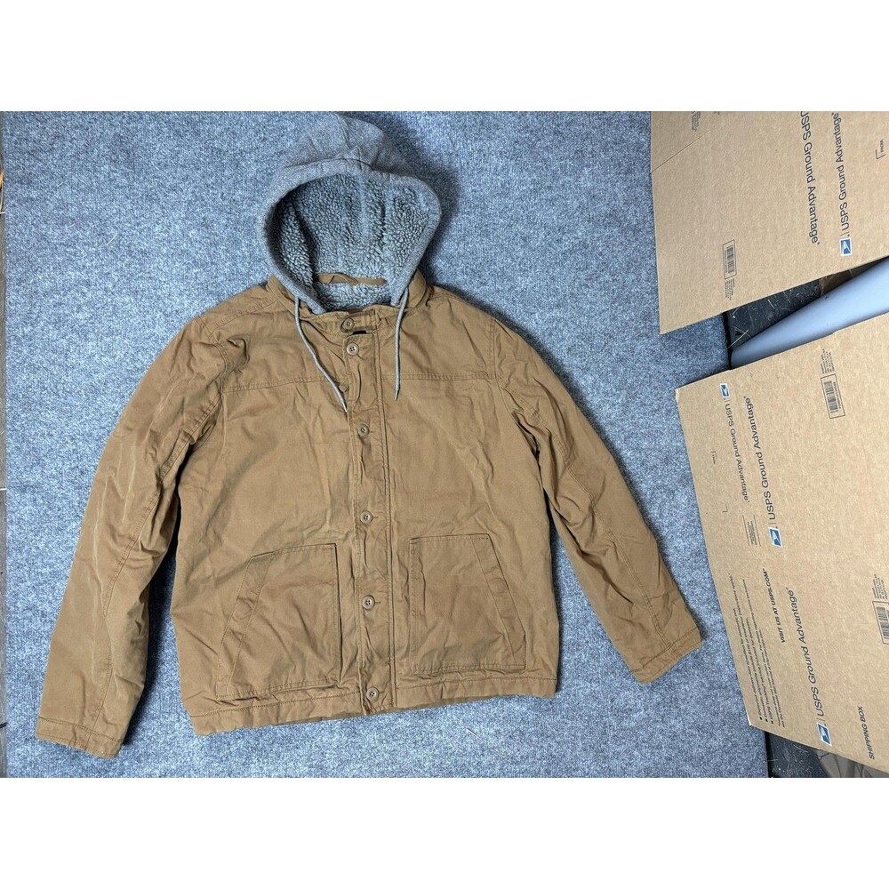 American Eagle Outfitters Jacket Mens XL Brown Hooded Full Zip Sherpa Parka
